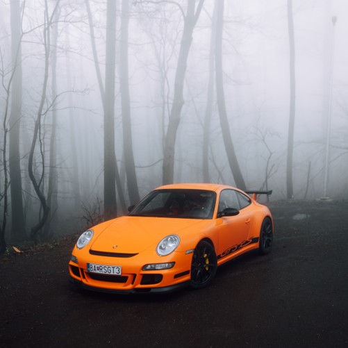orange Porsche car